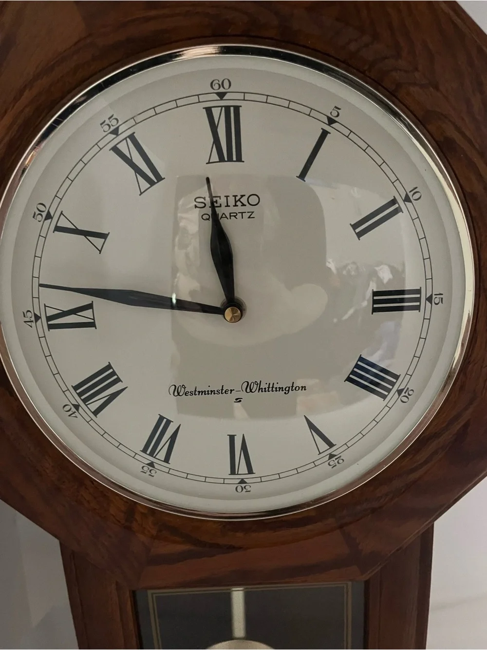 Seiko Quartz Westminster-Whittington Chime Pendulum Octagon Wood Clock WORKS*